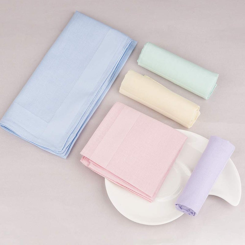HOULIFE Ladies 100% 60S Cotton Handkerchiefs Womens Solid Candy Color Hankies for Wedding Party 16x16 - Image 3